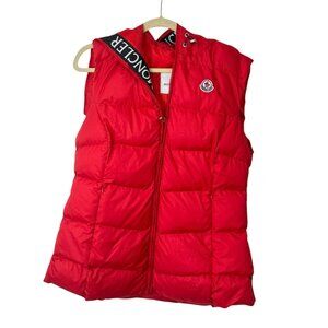 Moncler Womens Size XXL Hooded Puffer Vest Zip Closure Hooded Womens Size XXL